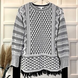 NWT CHAUS New York Topiary Garden Fringe Knit Sweater Size S